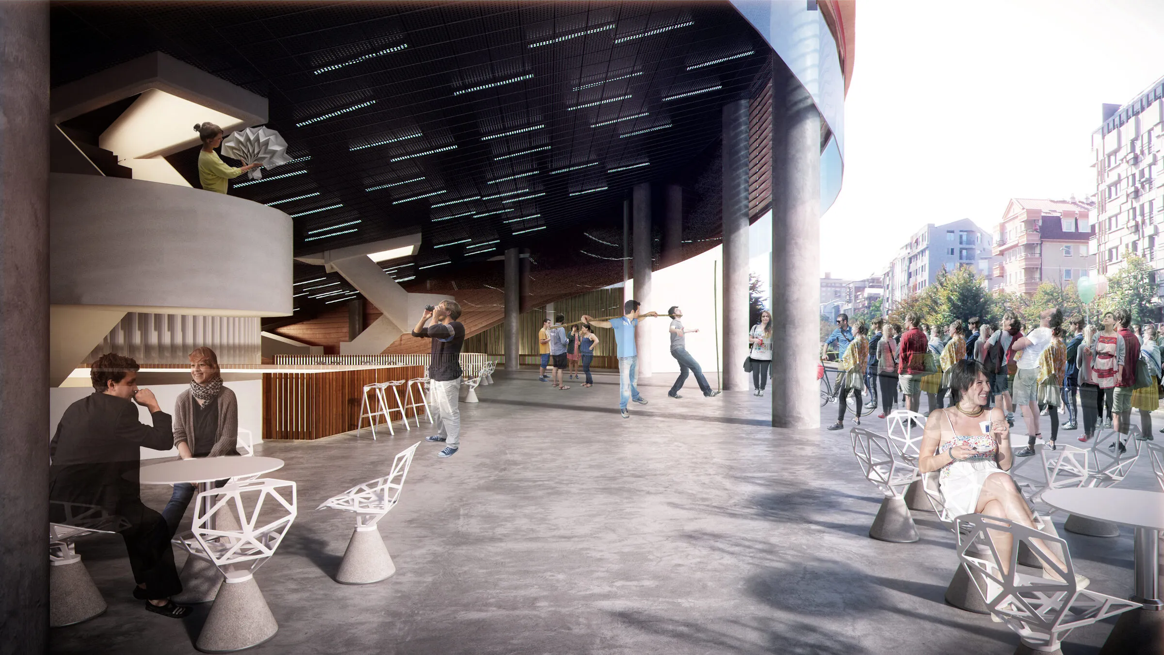 Приземна јавна тераса и хол со кафе простор