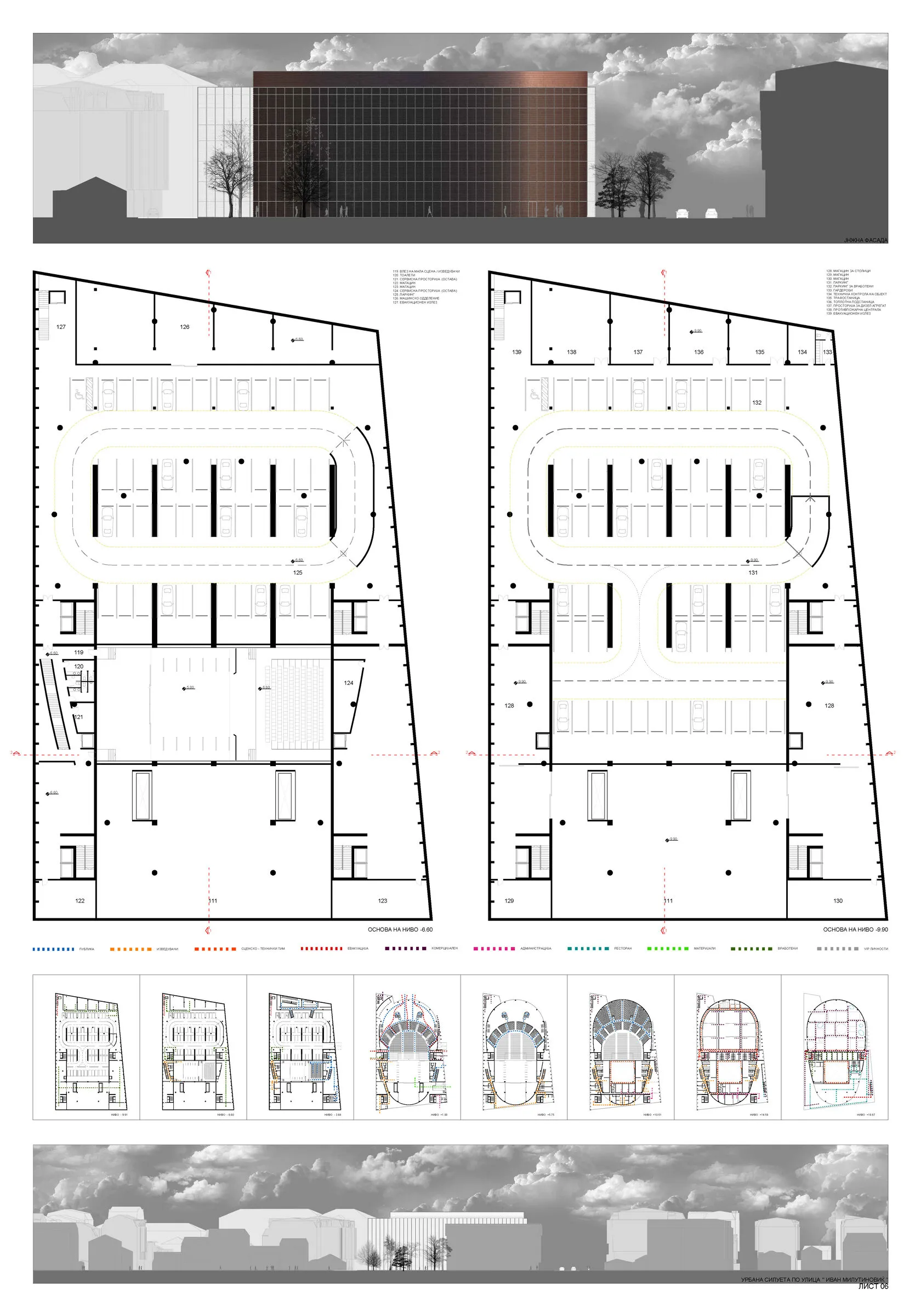 Конкурсна табла 6: Ситуација со визуелизација и фасада